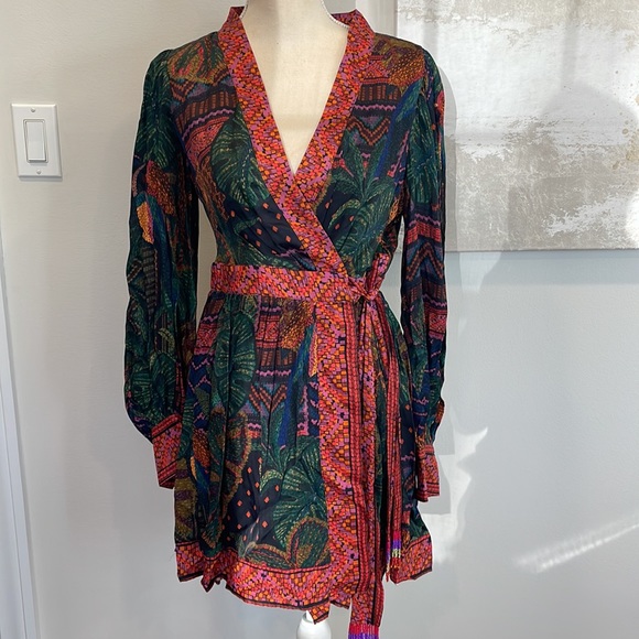 FARM Rio Dresses & Skirts - NWT Farm Rio Forest Tapestry Wrap Mini Dress - size Small
